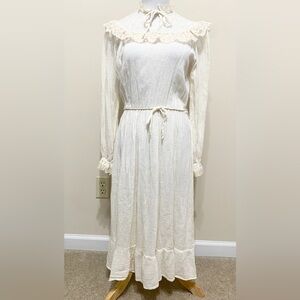 Vintage Rags By Kressandra Ivory White Cotton Peasant Dress